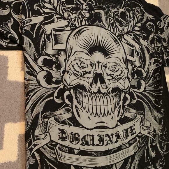 Converse Scull Bones Tattoo Print Black Graphic T-Shirt unisex - Picture 7 of 16